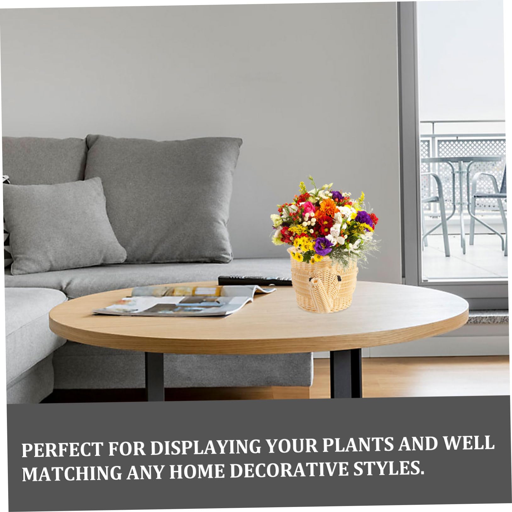 HAKIDZEL Rattan Fruit Basket Lid Kitchen Fruit Holder Elephant Shaped Storage Carrier