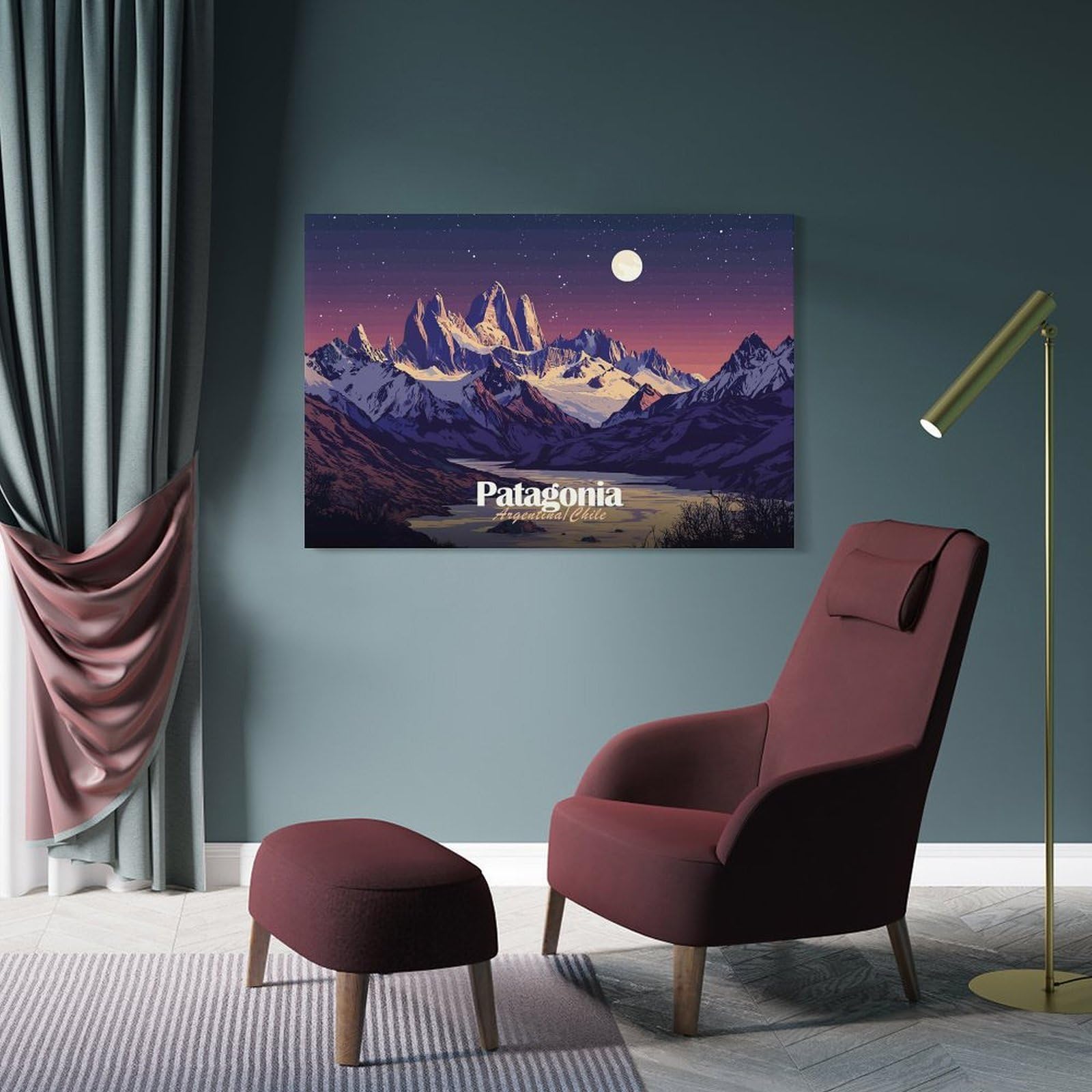 Junmoney Frame-Style-23-1 Patagonia Landscape At Night Room Decor Wall Art 20X30inch(50X75cm), For Entrance Walls, Hall Decor Or Foyers, A Neat Decor Update For Hallways