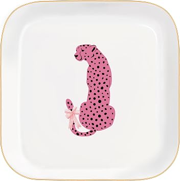 Jewelry Dish Tray, Ring Dish, Ceramic Trinket Tray, Pink Preppy Cheetah Leopard Gifts Ceramic Jewelry Tray Dish, Cheetah Print Jewelry Plate for Women