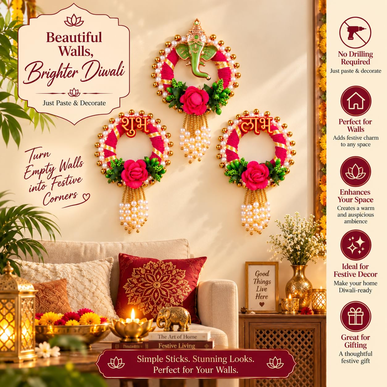 Diwali Ganesh Wall Hanging - Traditional Home Decor -5