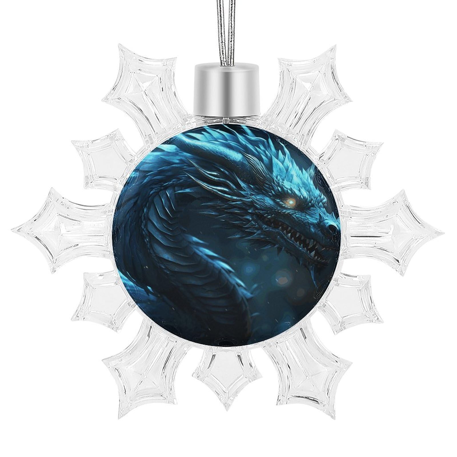 Cyan Dragon Snowflake Ornaments Cute Snowflake Pendant Exquisite Christmas Tree Ornaments for Christmas Weddings New Year Birthday Holiday Celebration