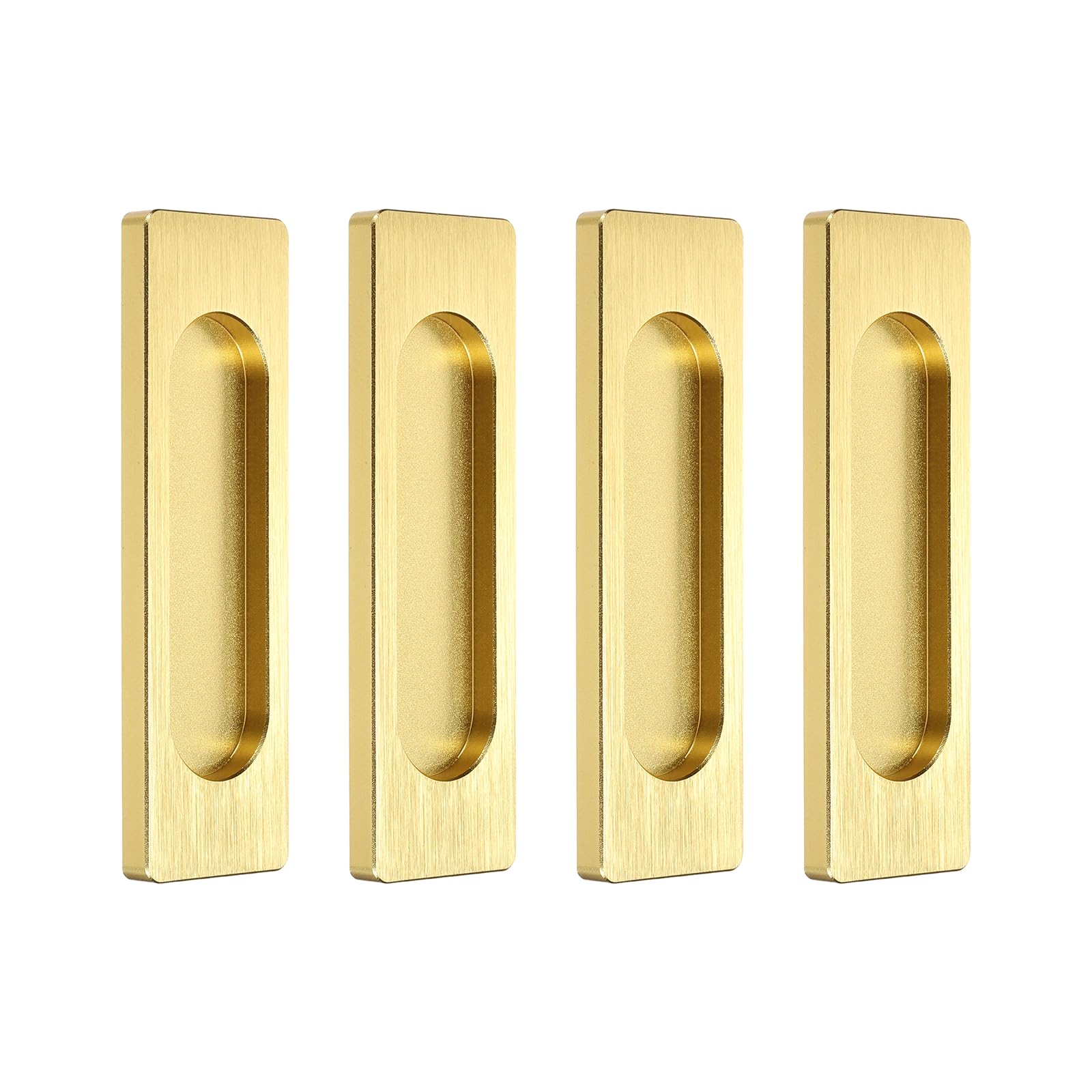 sourcing map 4Pcs Self-Stick Sliding Door Pulls, 4 Inch Aluminum Alloy Recessed Finger Flush Pulls Rectangle Sliding Door Handles for Glass Doors Windows Drawers Dressers Cabinets, Bright Gold โ image 1