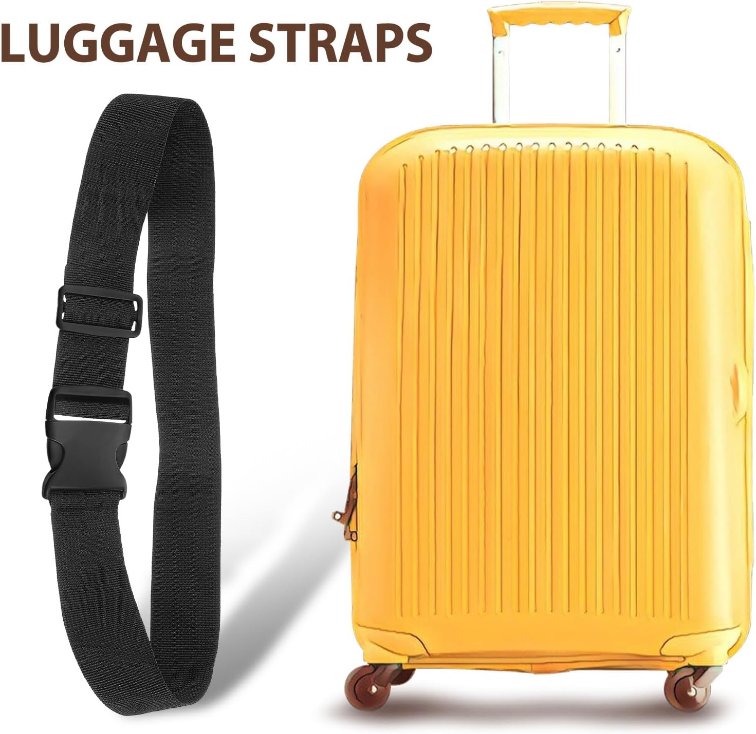3pcs Adjustable Luggage Buckle Straps Set, Suitcase Binding Straps with Buckle, Nylon Load Securing Belts for Travel, Backpack Accessories, 5cm Width X 50cm/100cm/150cm Length
