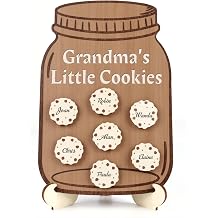 CHDITB Personlized Gifts for Grandma from Grandkids, Wooden DIY Family Name Cookie Can Shaped Table Desktop Decor with 10 Cookies, Ideal Mothers Day Birthday Gift for Mom Gigi Nonna8"x12"