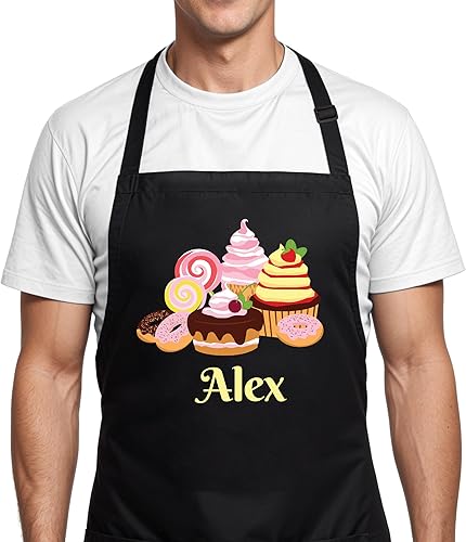 Miniatura 6 de Delantal de hornear personalizado con nombre personalizado, delantal de cocina personalizado, regalo del día de la madre para mamá, regalos de arte