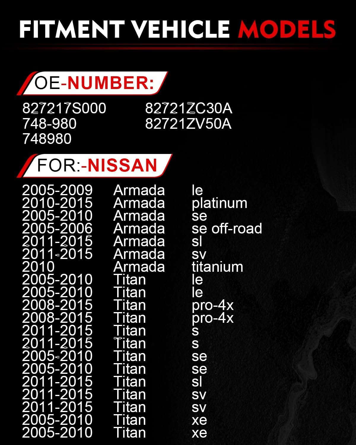 Rear Left Driver Side Power Window Regulator with Motor for:-Nissan Armada Titan 2005 2006 2007 2008 2009 2010 2011 2012 2013 2014 2015, 2 Pins Connector Replace# 827217S000 748-980 82721ZC30A