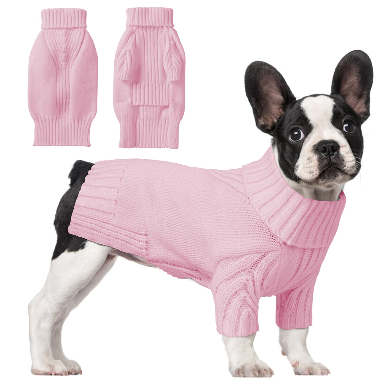 Dog Sweaters for Small Medium Large Dog, Classic Turtleneck Pet Clothes Warm Thermal Doggy Winter Coat, Thick Double Knitting Collar Pullover Cold Weather Puppy Jacket for Indoor &amp; Outdoor Wear