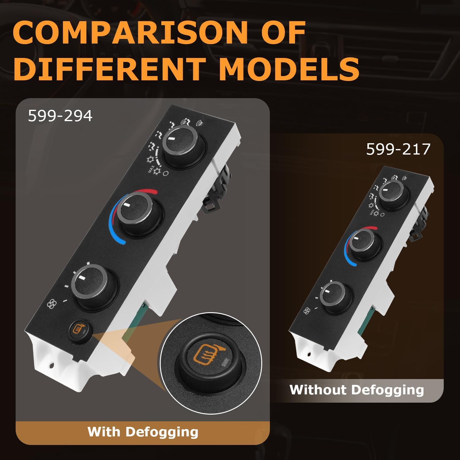 599-294 Front A/C Heater Climate Control Module Panel Compatible with Chevy Express 1500 2500 3500 Pasajeros G30, GMC Savana 1500 2500 3500 Air Conditioning Panel with Rear Window Defogger