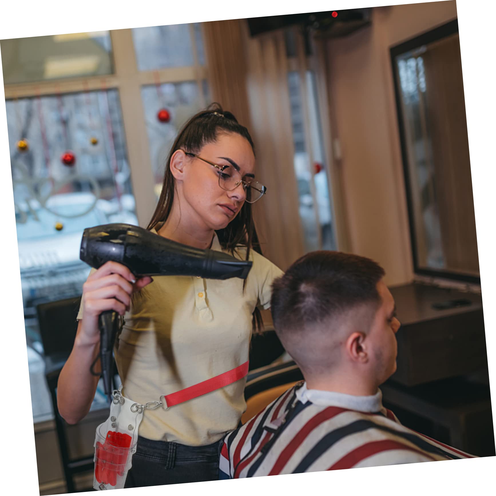 Baluue Hairdressing Scissor Waist Bag Barber Scissor Case Compact Lightweight for Salon or Travel Includes Scissors Combs Hairpins