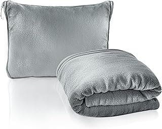 Jokureao 2 in 1 Travel Blanket and Pillow, Soft Micro Plush Portable Air...