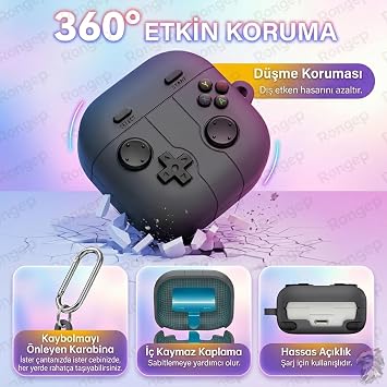 Rongep [Gamepad-Design] Samsung Galaxy Buds 4 Pro/Buds 4 için Kılıf Darbe Emici Köşe Korumalı Galaxy Buds4 Kulaklık Kılıfı Yumuşak Dokulu Oyun Konsolu Görünümlü Samsung Buds 4 Pro Kılıf (Koyu Gri)