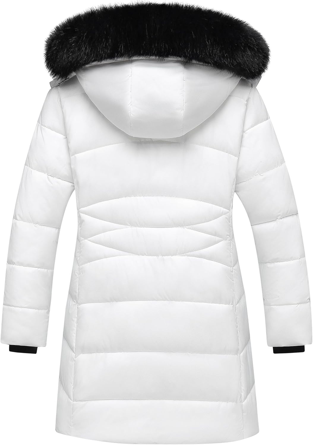 Girl's Puffer Jacket Kids Long Winter Coat Heavyweight Ski Parka Warm Fleece Outerwear with Removable Fur Hood - Image 2