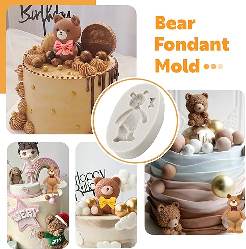 Miniatura 4 de Sijiangmold Moldes de fondant de oso de silicona para oso de peluche, molde de caramelo de chocolate para fiesta de cumpleaños para decoración de