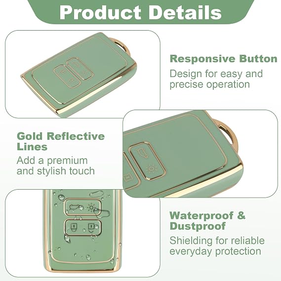 Car Key Cover for Renault, 4 Buttons Key Card Case with Keychain TPU Key Fob Holder Protection Shell Compatible with Koleos Clio Megane Captur Kadjar Talisman Zoe Espace Dacia Duster Sandero Stepway