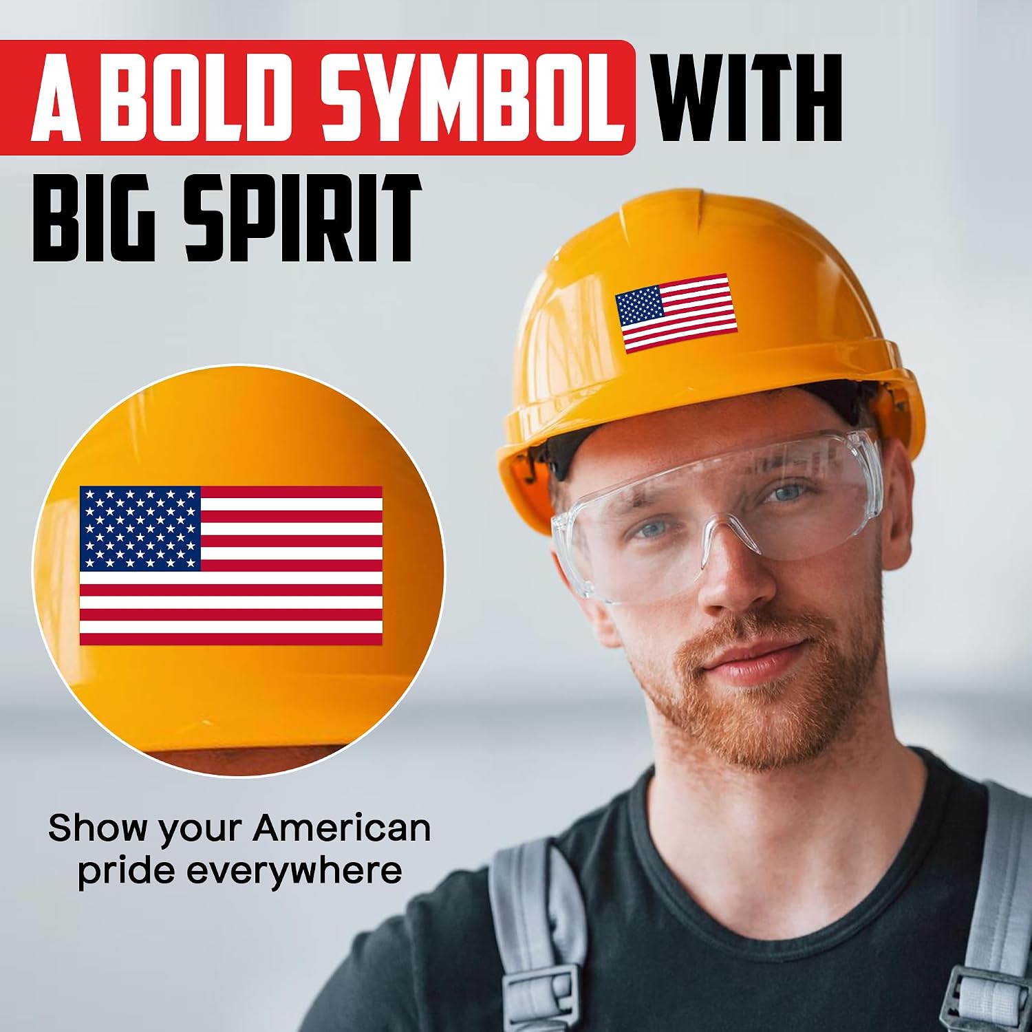 | American Flag Hard Hat Stickers (12 Pcs) Size 2" by 1"- Strong Adhesive, Waterproof - Perfect American Flag Stickers for Helmets, Laptops etc