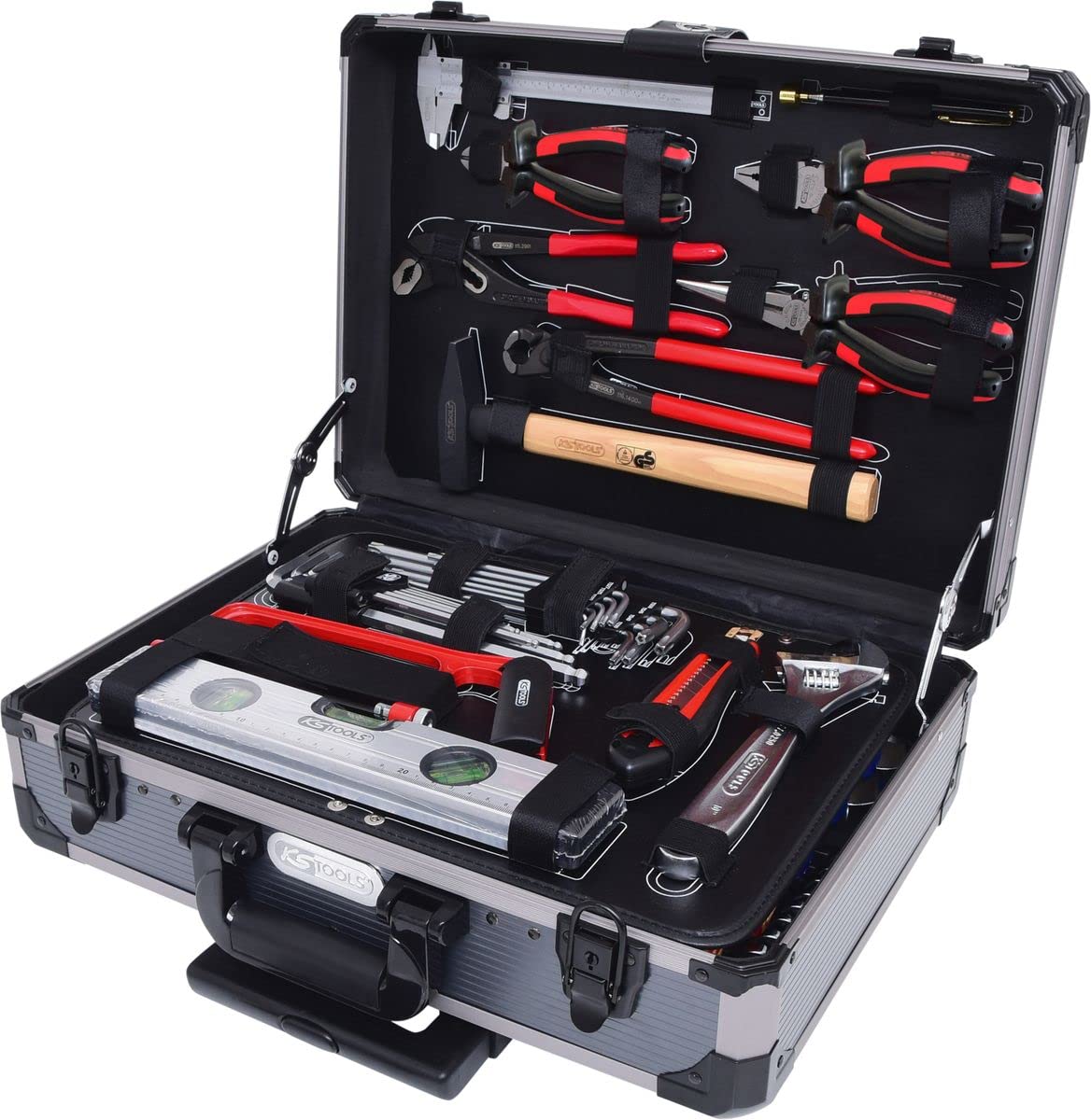 KS Tools 911.0630 jeu d'outils universel 1/4"+1/2", 130 pièces | Coffret de douilles et cliquets 1/4'' + 1/2'', 130 pcs, outillage professionnel, chrome vanadium