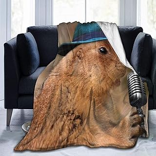 YOUMEISU Franela Manta para Cama Sofá Silla,Ardilla Cantante Animal Gracioso,Cálida,Cómoda Y Duradera 153x204cm
