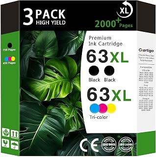 63XL 大容量インクカートリッジコンボパック HP 63XL 63 交換用 HP Envy 4510 4511 4512 OfficeJet 3830 3831 3832 Deskjet 1110 1111 2130シリーズプリンター(ブラック/1 3色3個パック)