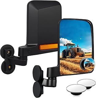Tractor Mirrors Magnetic with Blind Spot Mirrors, Universal Tractor Rear View Mirror, Suitable for Tractors, Forklifts, Lawnmowers, Dozers, Golf Cart