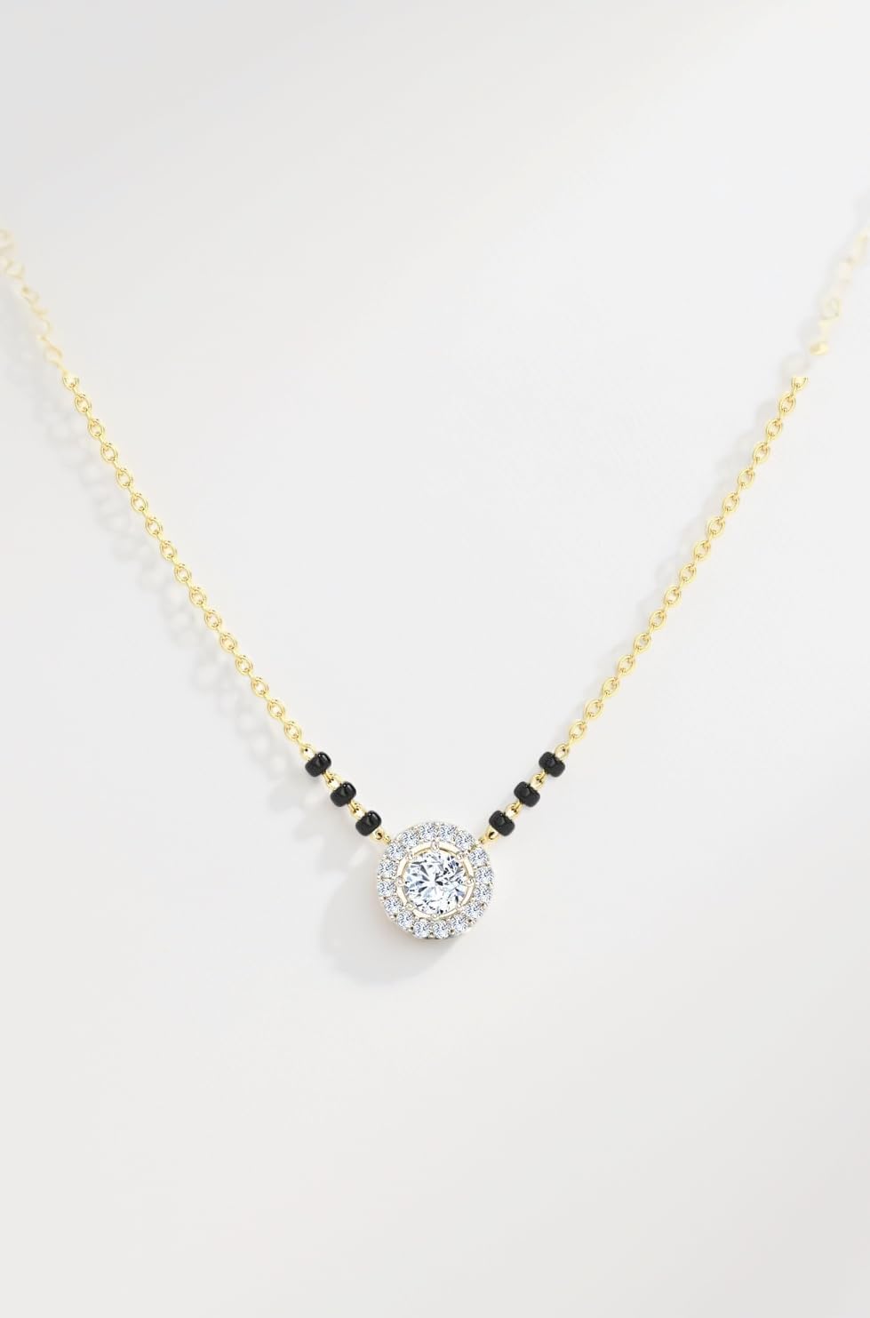 american diamond traditional short Gold mangalsutra for women