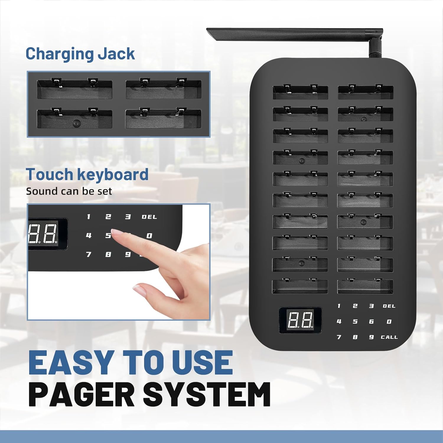 Restaurant Pager System 20 Pagers for Restaurants 1640ft Long Range Wireless Calling System with Vibration Flashing Buzzer Beepers for Restaurants Food Truck Church Nursery