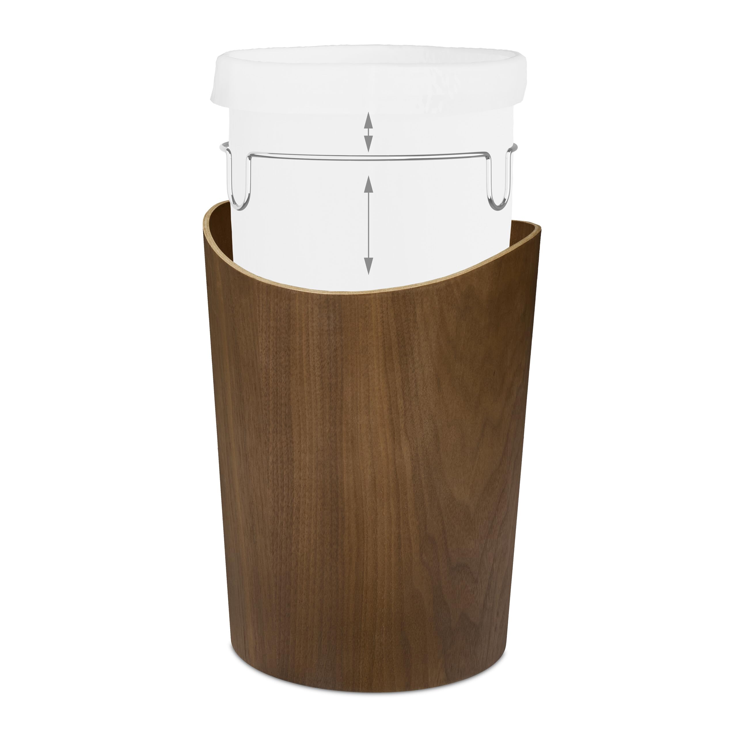 Relaxdays Cestino Gettacarte in Legno, Pattumiera Rotonda, Anello per Sacchetto Rifiuti, Cesto 9 L, HxD 30x23 cm Marrone