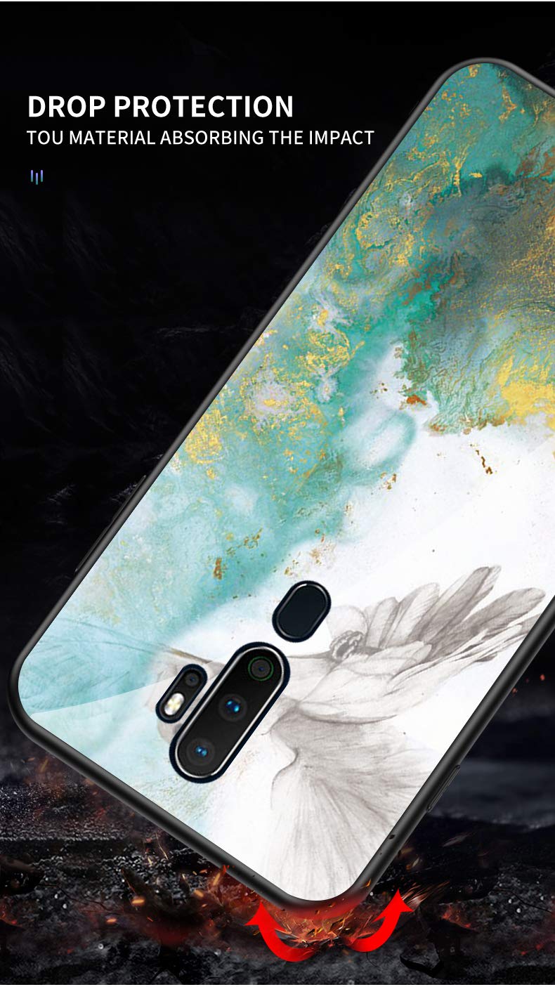 Cover per Oppo F9 Cover,Vetro temperato Marmo Ultra Sottile Gomma
