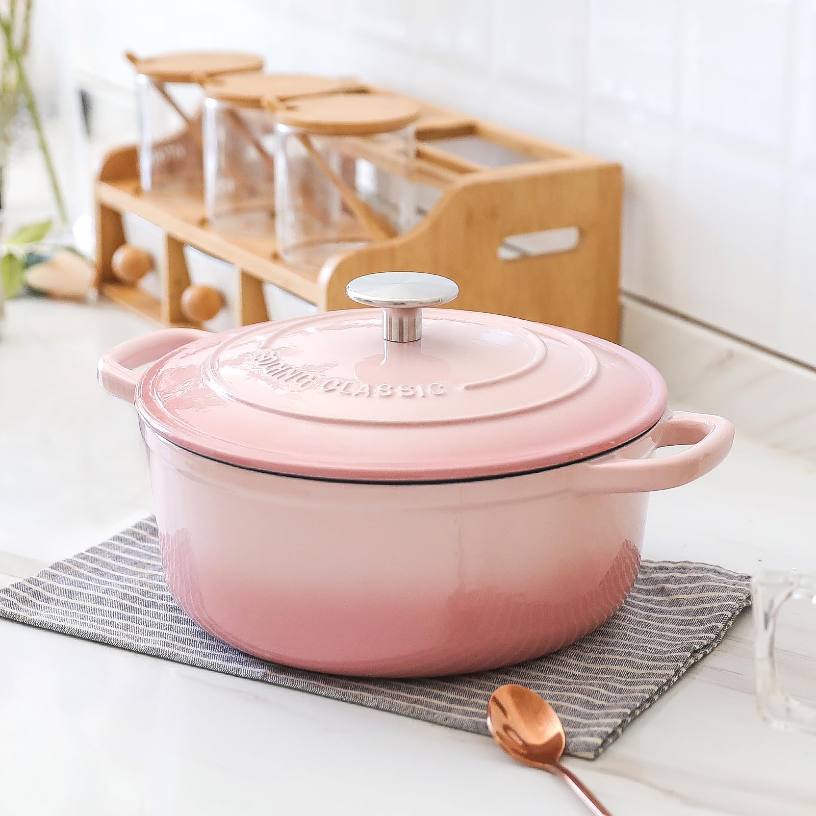 Parini Qt Casserole Dish With Lid Ditch Oven Quart Pink Enameled