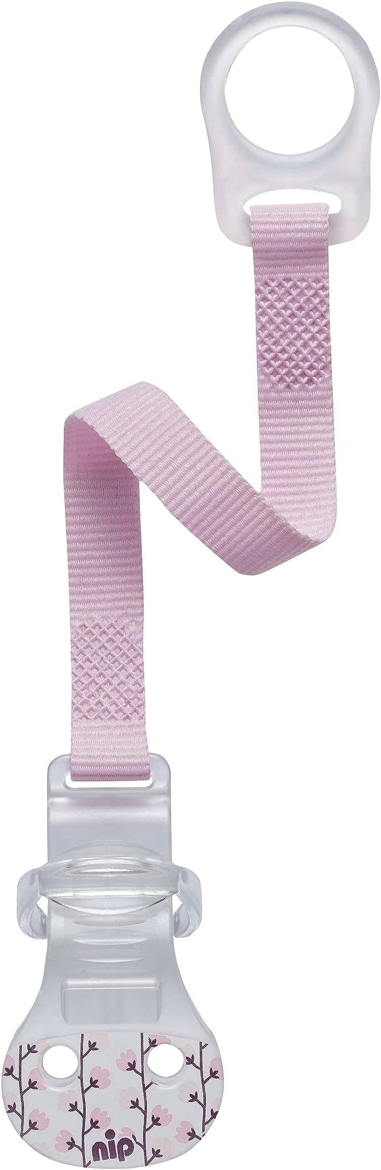 Nip Soother Band with Ring for all soother wthout ring,1 Pc, Pacifier Clip and Holder, Travel Essential Baby Toy Strap, Teething Toy Accessory for baby girls and baby boys, Pink, Made in Germany