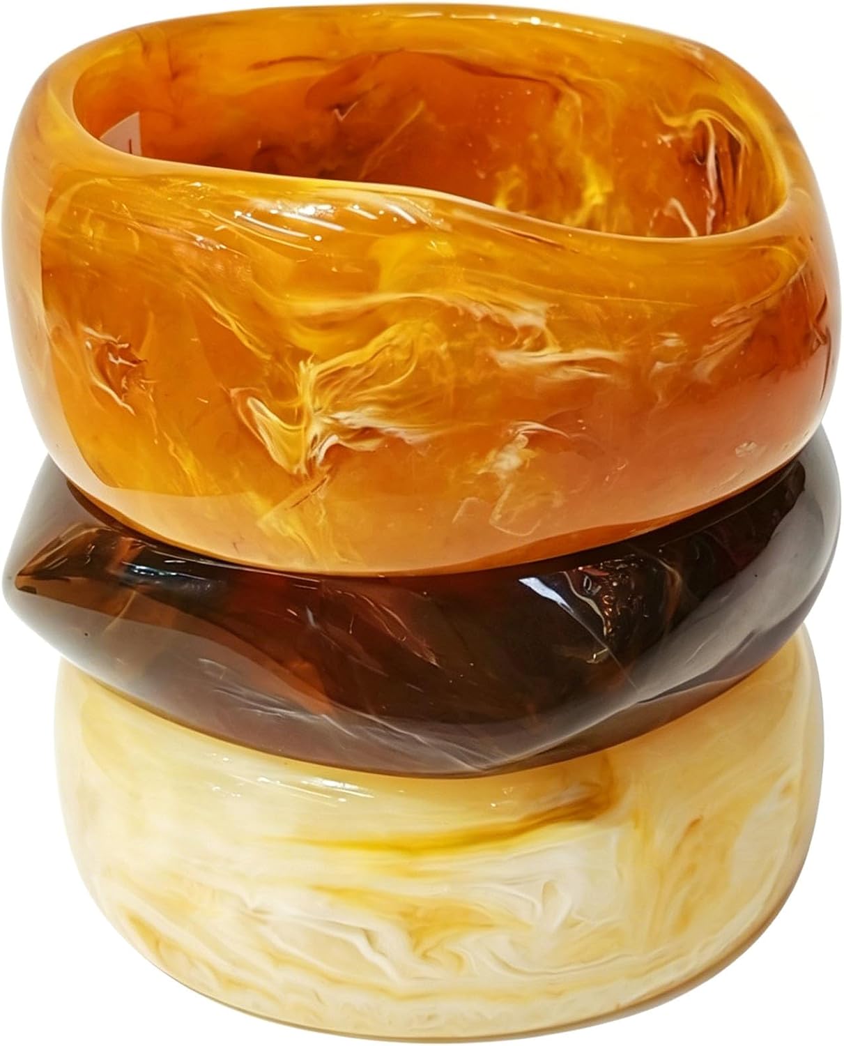 Acrylic Bangle Bracelets for Women, Chunky Colorful Wide Resin Bracelets Set Geometric Fashions Statement Stackable Bracelet Jewelry