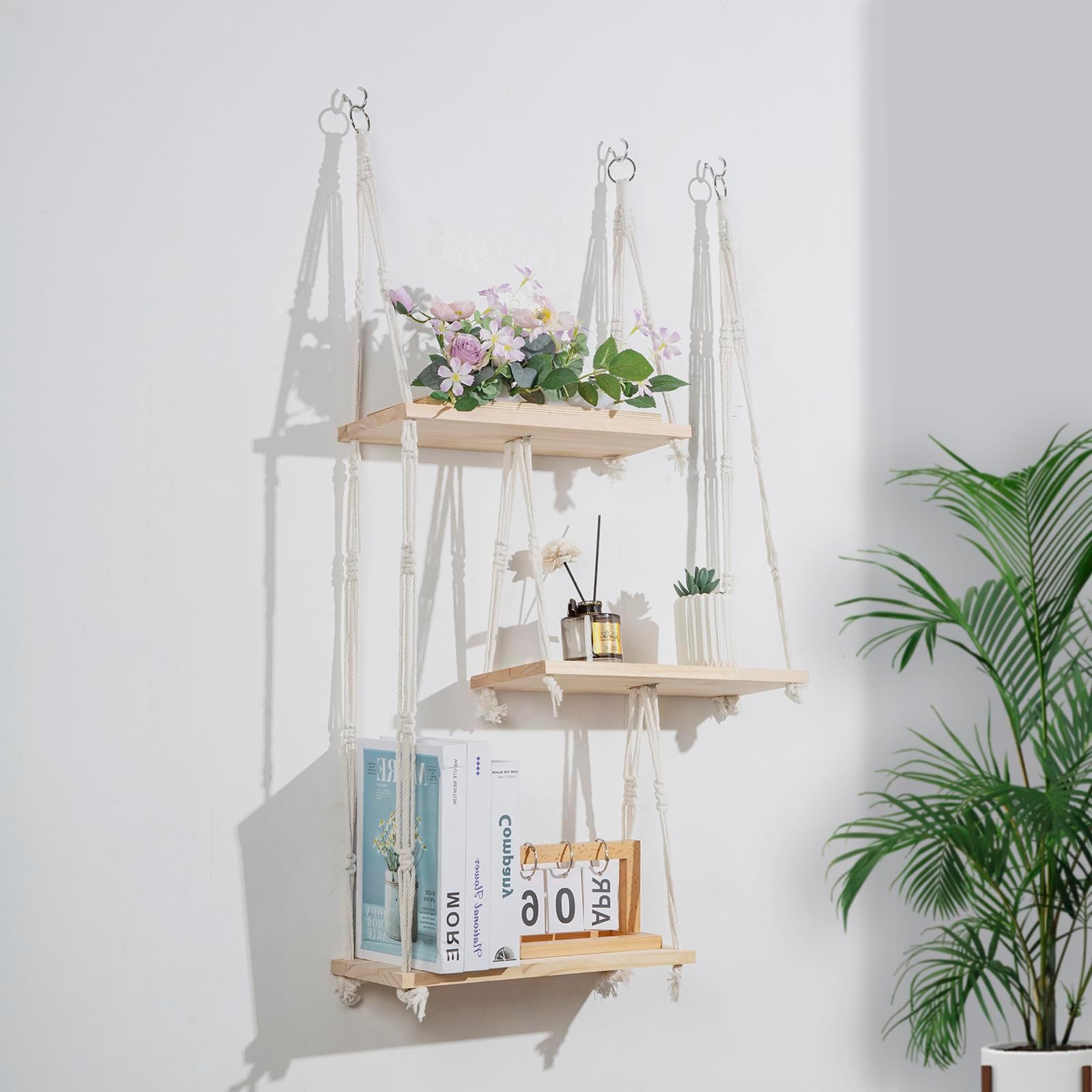 Amazon.com: Ziluce 3-Tier Macrame Wall Hanging Shelf, Large Boho Wall ...