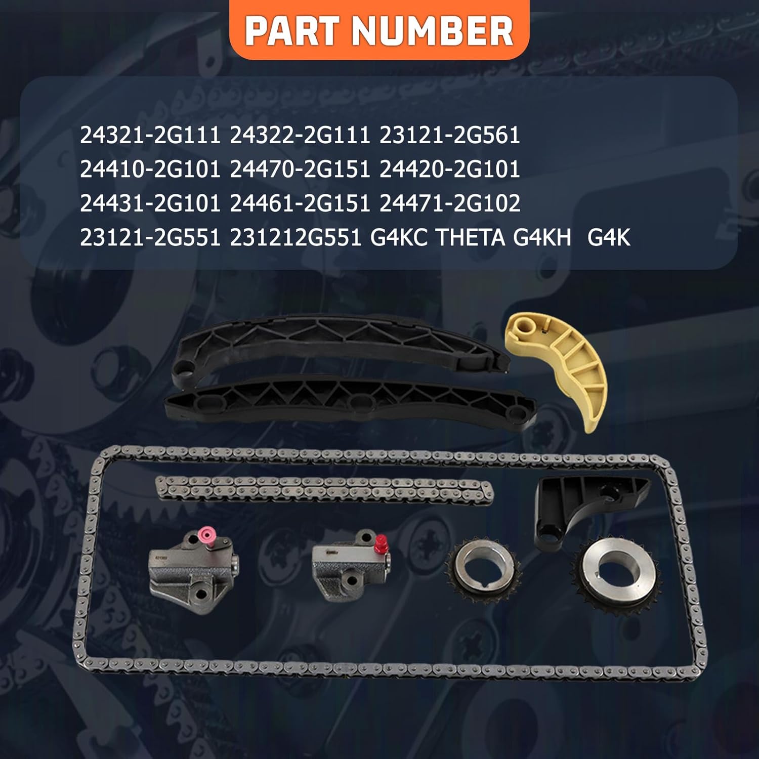 24321-2G111 Engine Timing Chain Kit Oil Pump Gear Fit for DAI KIA SONATA G4KH G4KC 2.4L 10-14 Engine Timing Chain Set Aftermarket Part