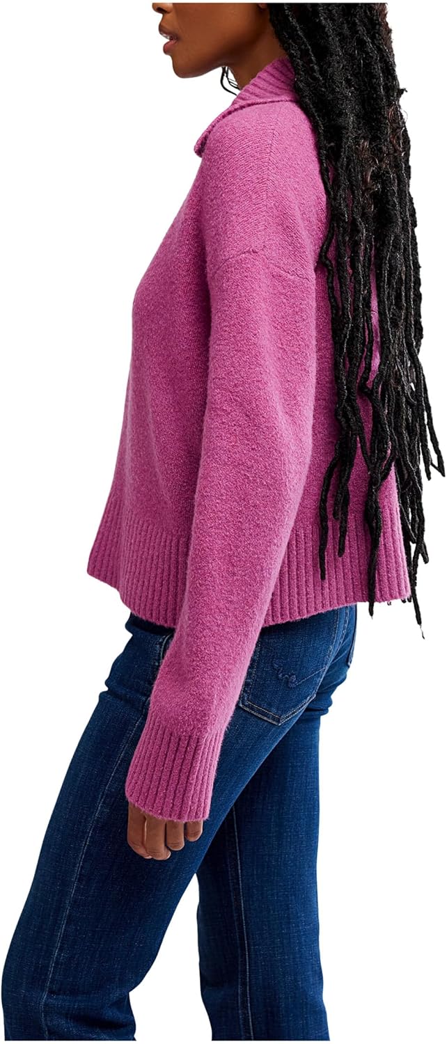 Free People,Trading Up Polo,Magenta Haze Melange,Small - Image 2