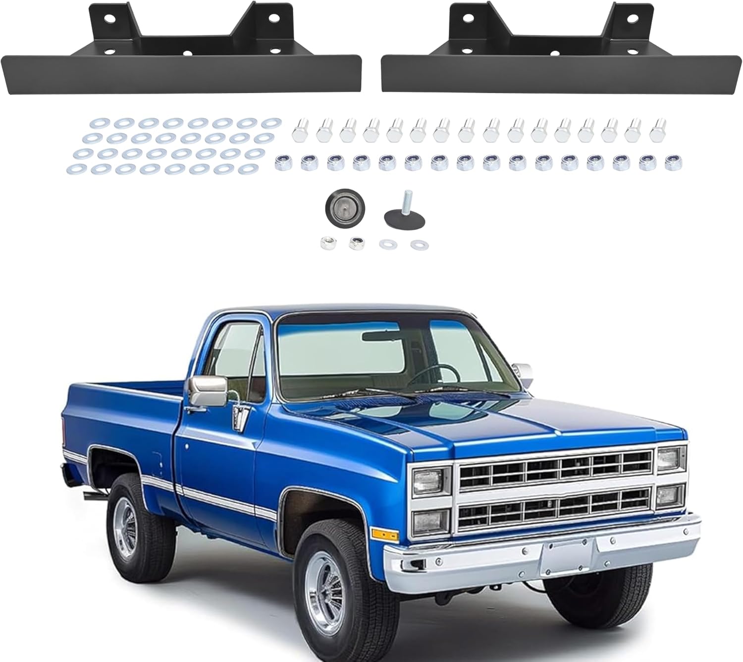 Rear C Notch Kit Compatible with 1973-1987 Chevy & GMC C10 C20 C30 R20 R30 C2500 C3500 R2500 R3500 Bolt-on Square Body Powder Coated (Black)