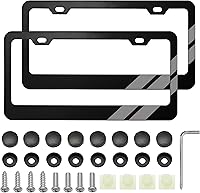 Vista 14 de YOSRTER 2 marcos de matrícula de aluminio para accesorios Dodge, marco de cubierta de matrícula, cubierta de matrícula mate, decoración delantera