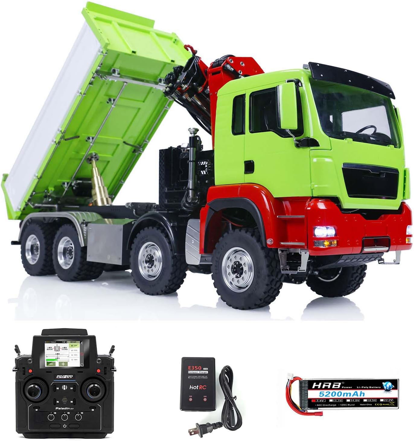 LESU 1/14 8X8 RC Hydraulic Dump Truck Assembled RC Construction Vehicle Car Model Crane Dumper PL18EV Motor ESC Servo Light Sound