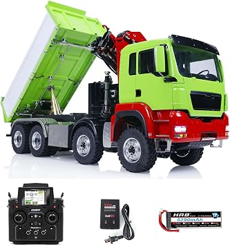 LESU 1/14 8X8 RC Hydraulic Dump Truck Assembled RC Construction Vehicle Car Model Crane Dumper PL18EV Motor ESC Servo Light Sound