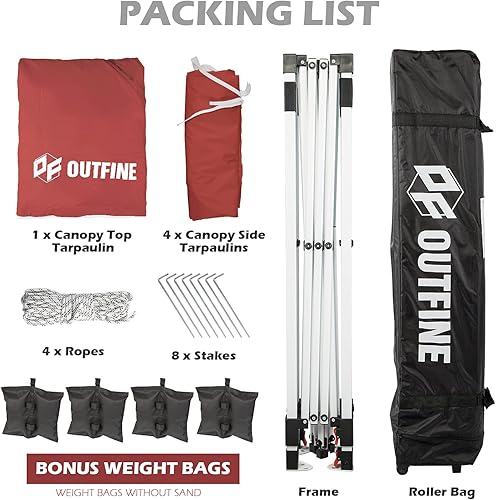 Miniatura 3 de OUTFINE - Toldo de patio de 10x10 pies, carpa gazebo instantánea comercial para exteriores con 4 paredes laterales extraíbles con cremallera, 8