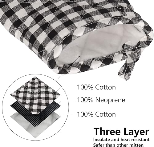 Miniatura 6 de Manoplas de horno de neopreno, paquete de 2 guantes cortos para horno resistentes al calor de 500 grados para proteger las manos con superficies de