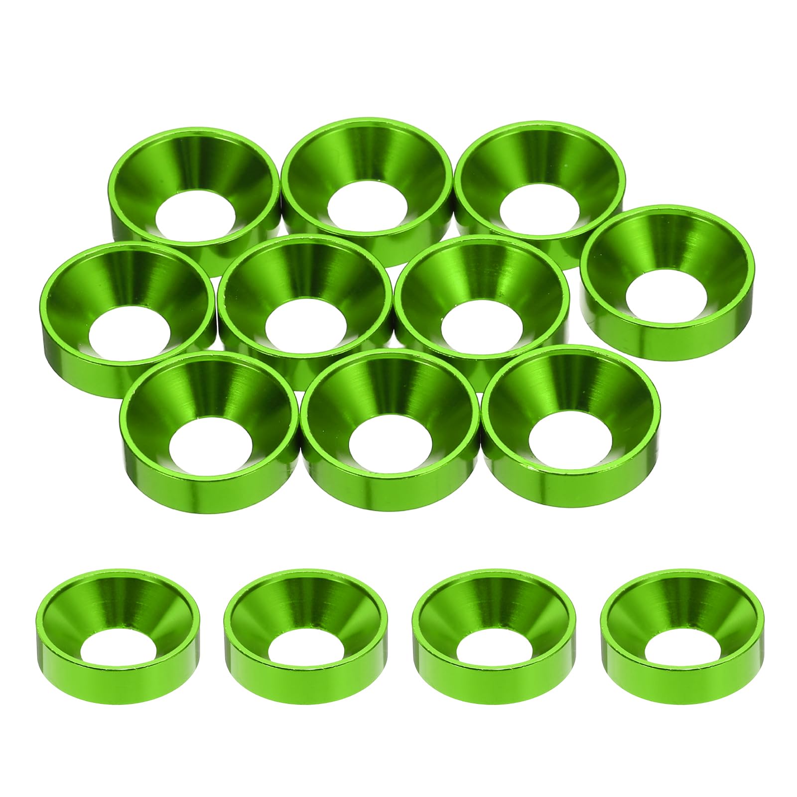 sourcing map 10pcs M8 Counterbore Washers, 18mm/0.71inch Aluminum Alloy for RC, Green