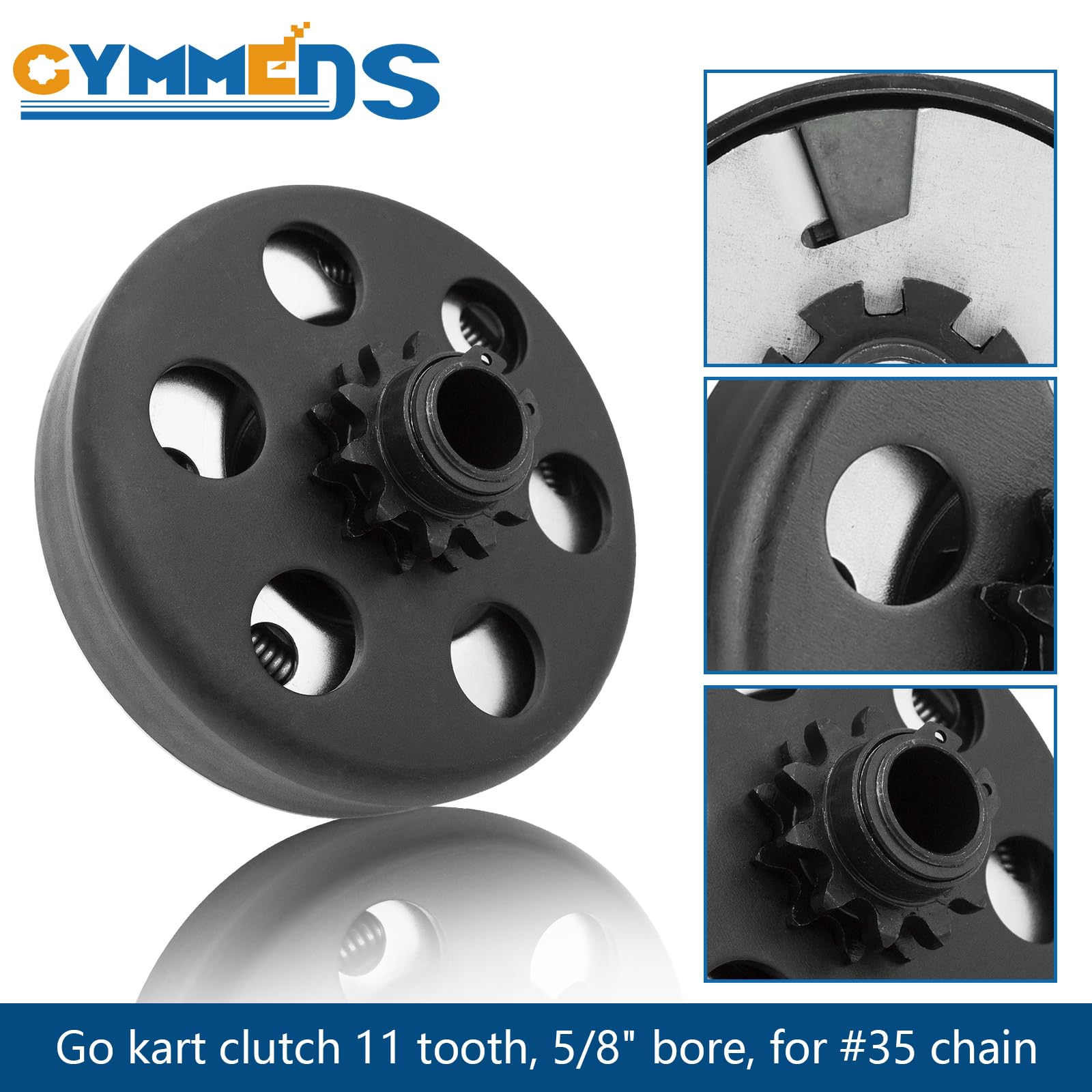 Embrague Go Kart de 5/8 pulgadas de diámetro de 11 dientes para cadena #35, embrague centrífugo. Perfecto para MiniBike, Go Kart, cortacésped y motor Fun Kart. Incluye kit de pernos y
