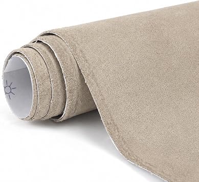Premium Beige Suede Fabric Wrap - 12x48 inch Suede Wrap for Car Interior - Self-Adhesive Microfiber and Synthetic Leather, Stretchable Interior Film for Car and Home Decor
