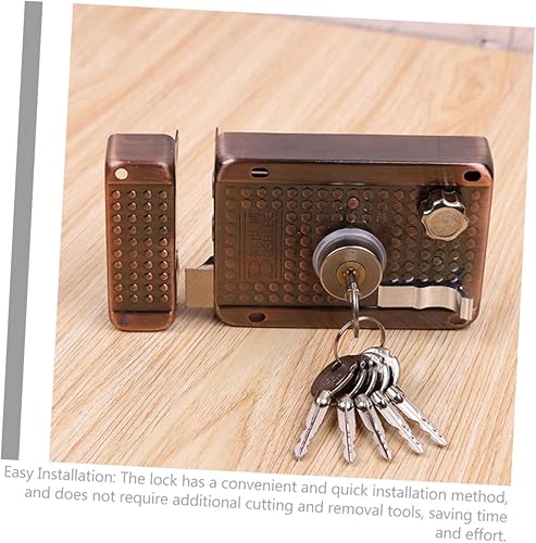 Miniatura 5 de Angoily Cerradura de puerta Cerradura de seguridad interior Hardware de puerta vintage Pestillo de noche resistente Perillas de puerta antiguas de