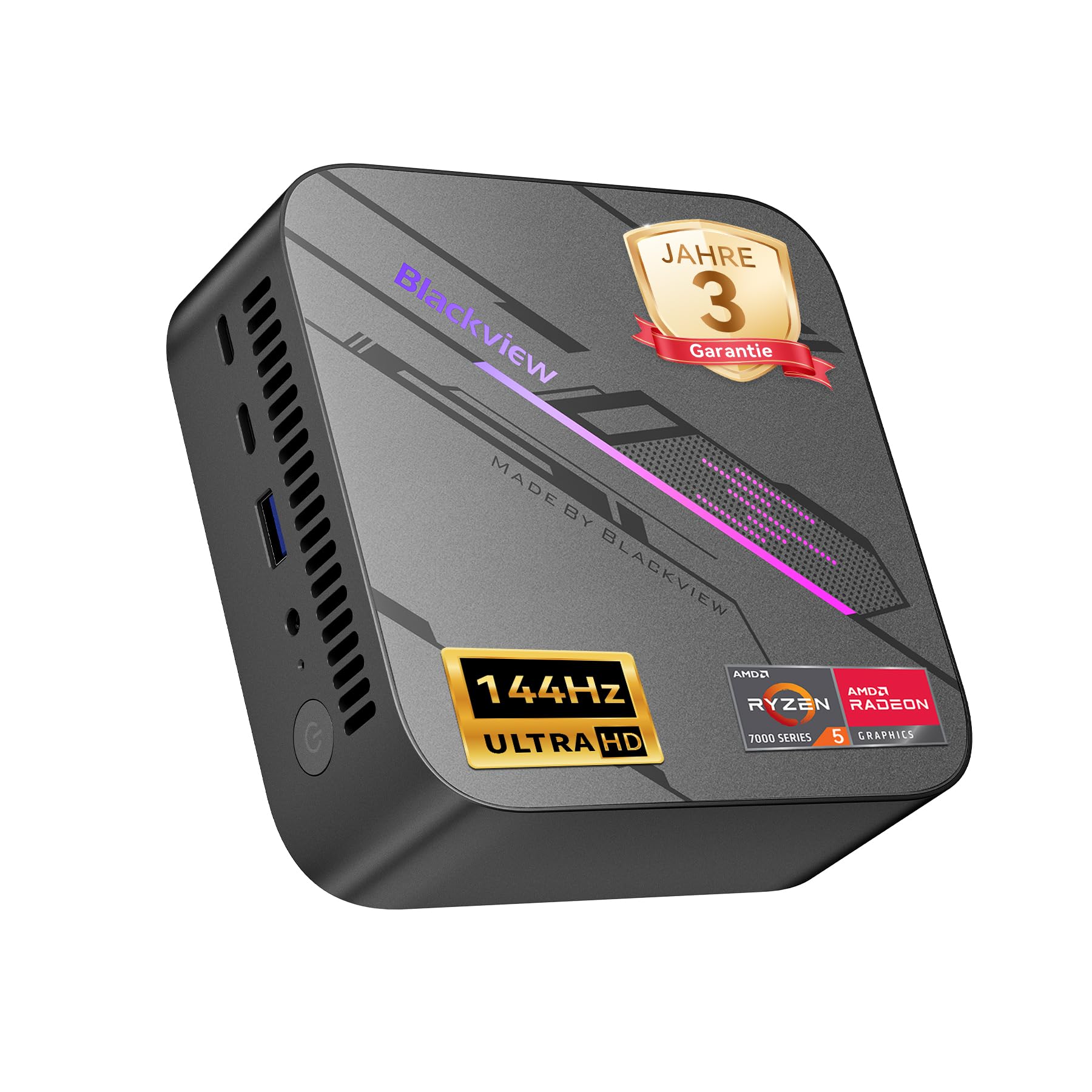 Blackview MP100 Mini PC Win 11 Pro, AMD Ryzen 5 7430U Computer, 16GB DDR4 512GB SSD Desktop PC, 4K 144Hz Triple Display, Office PC Rechner für Home Office & Business, Wi-Fi 6 & BT5.2, 3 Jahre Garantie
