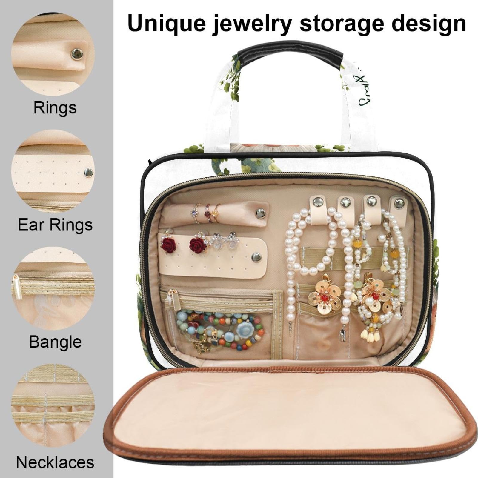 Kulturbeutel zum Aufhängen für Damen, weiße Blume, Reise-Make-up-Tasche, Organizer, Kosmetiktasche, Make-up-Kulturbeutel für Reiseutensilien, Zubehör, Mehrfarbig 13, M, Kulturbeutel