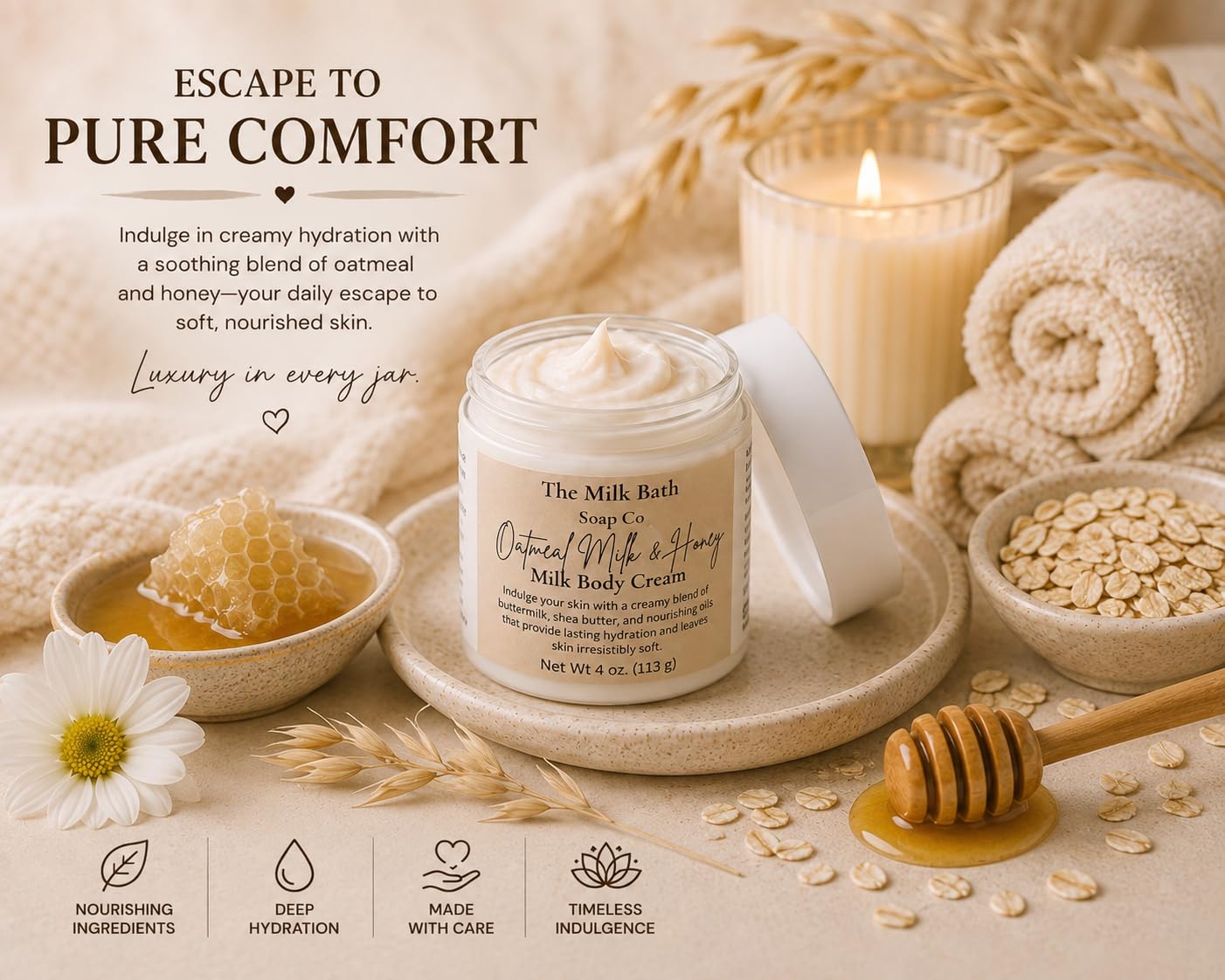Oatmeal Milk & Honey Body Cream image 5