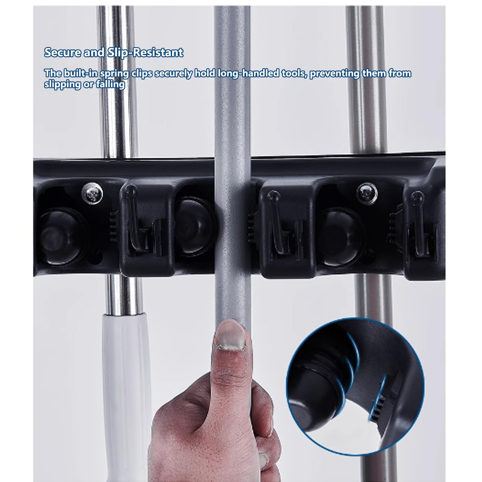 Carrello Pulizie Professionale in Acciaio Inossidabile, con Porta Scope, Commerciale Mobile Carrello Porta Attrezzi(93cm/36.6in,10 Slots and 12 Hooks)