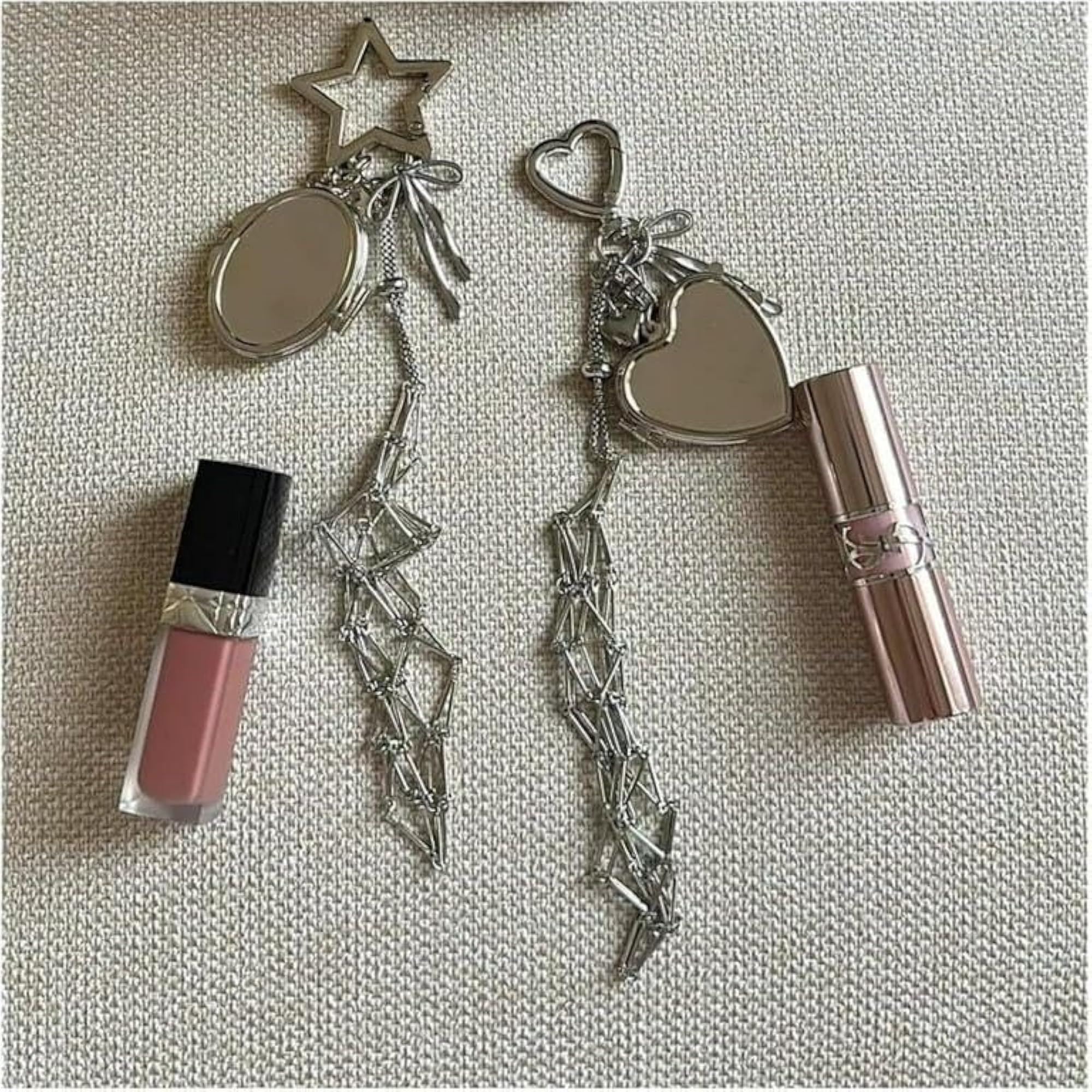 Lip Balm Holder Keychain with Mirror for Women