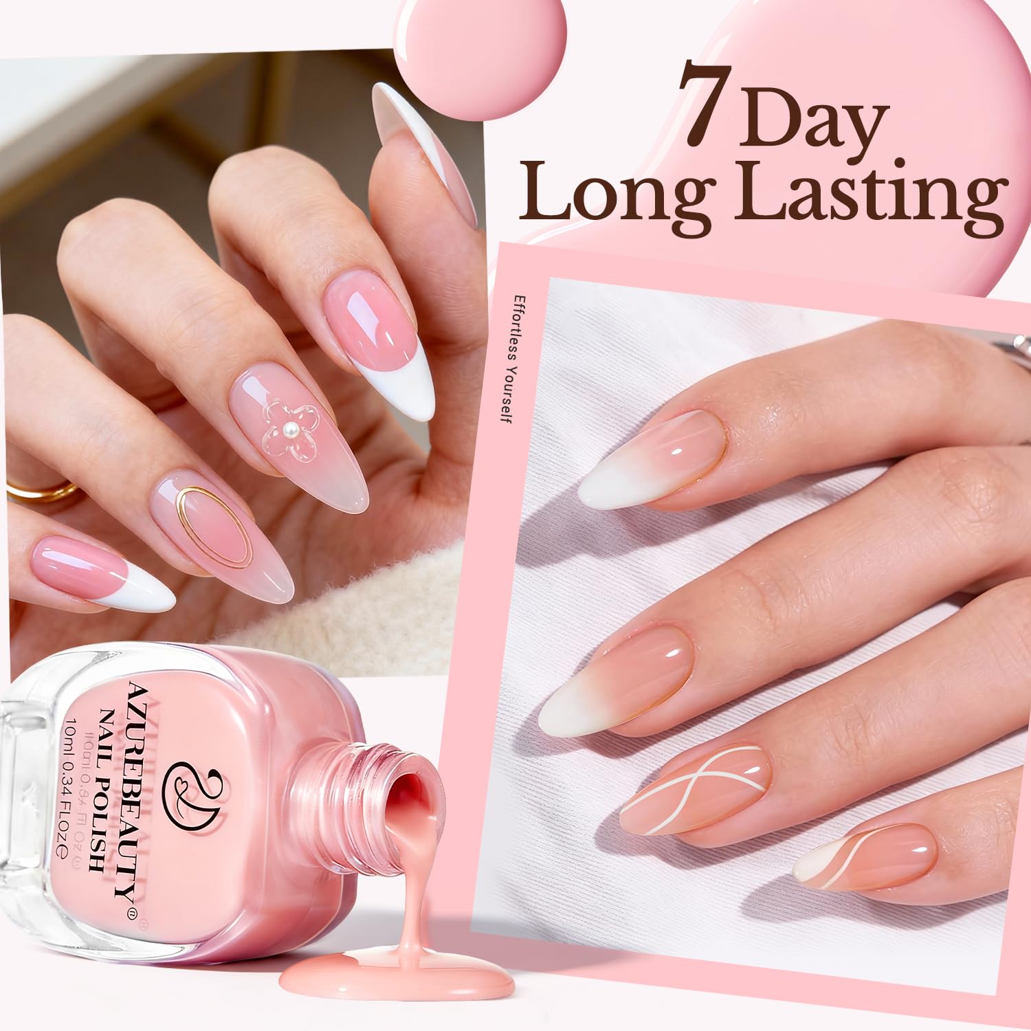 Amazon.com : AZUREBEAUTY Nude Pink Nail Polish Set 4 Colors
