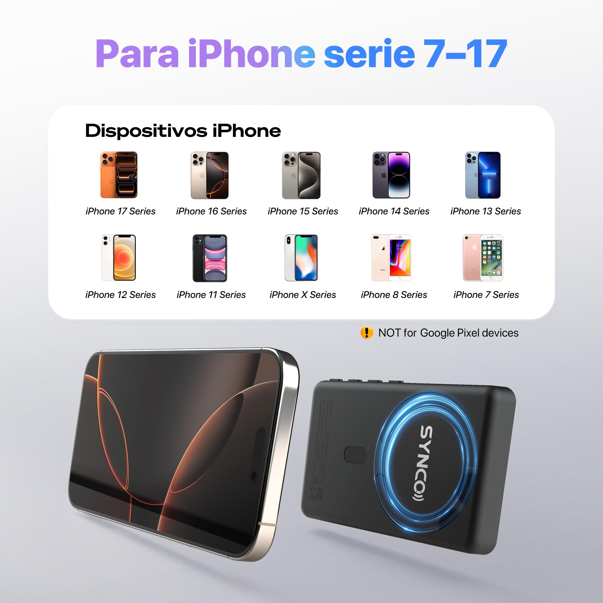 SYNCO XView Monitor con Pantalla Táctil para iPhone 7-17 y Samsung, Pantalla Magnética para Selfie Vlog Inalámbrico 50M Batería 3H, Altavoz Integrado para TikTok Youtube (Negro)